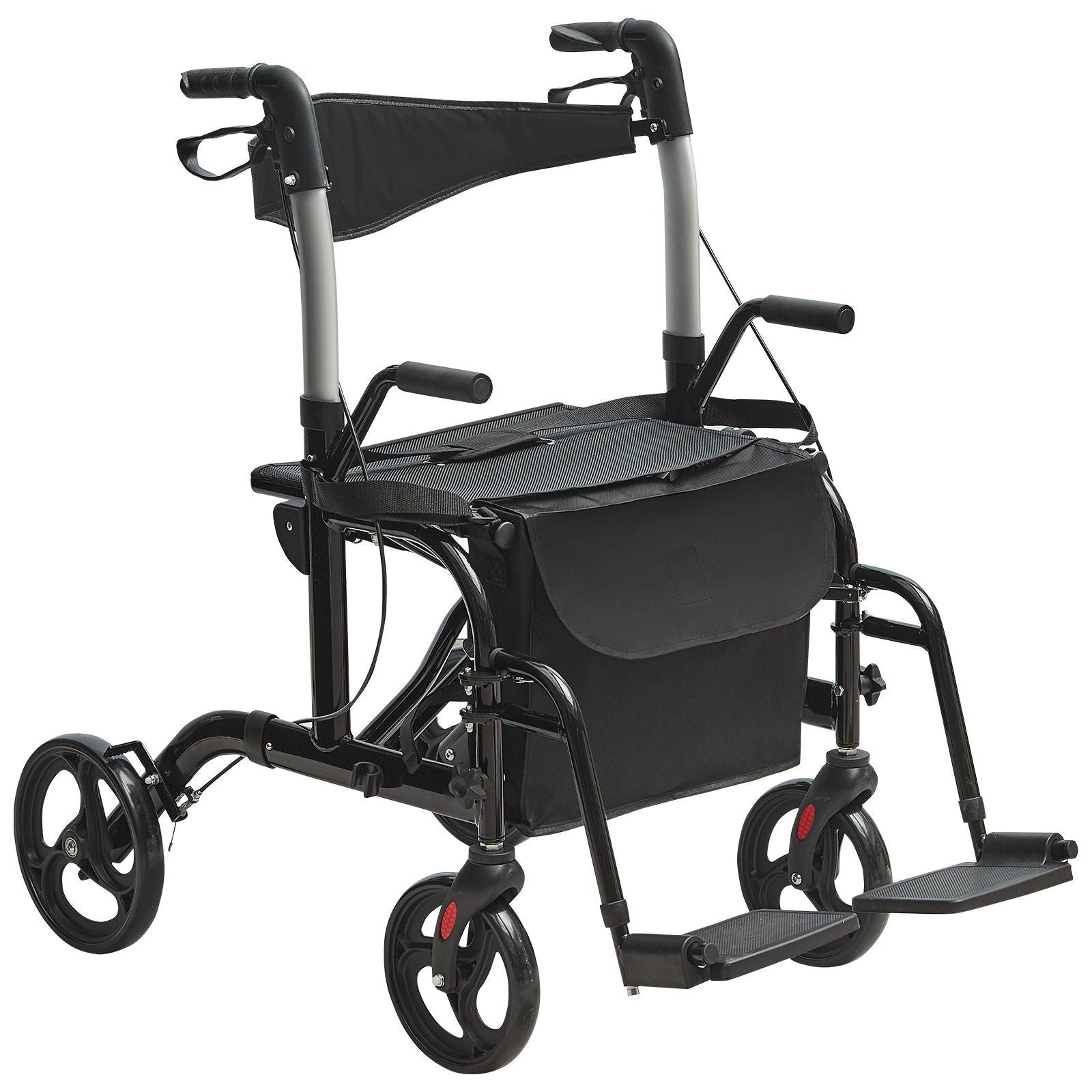 2 in 1 Rollator Walker & Transport Chair for Seniors, Folding Rolling Walker Wheelchair Combo & Footrests, V952-EHYZXQCKJLQ8L86XDV0