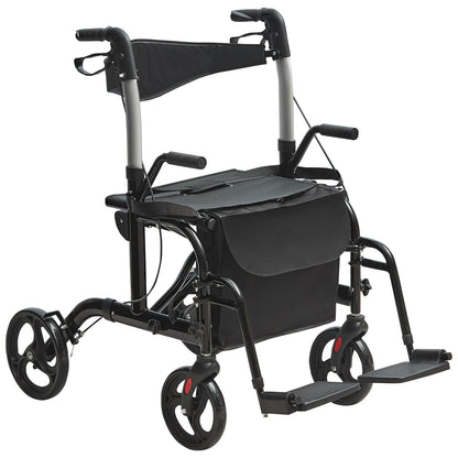 2 in 1 Rollator Walker & Transport Chair for Seniors, Folding Rolling Walker Wheelchair Combo & Footrests, V952-EHYZXQCKJLQ8L86XDV0