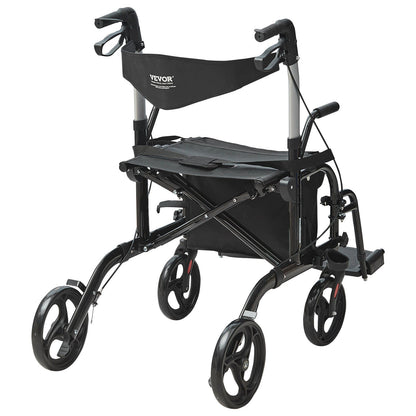 2 in 1 Rollator Walker & Transport Chair for Seniors, Folding Rolling Walker Wheelchair Combo & Footrests, V952-EHYZXQCKJLQ8L86XDV0