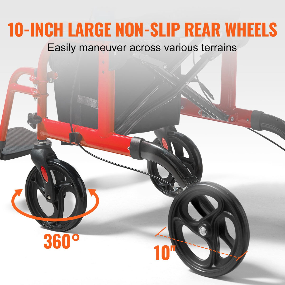 2 in 1 Rollator Walker & Transport Chair for Seniors, Folding Rolling Walker Wheelchair Combo & Footrests, V952-EHYZXQCKJLQ8WW1ZSV0