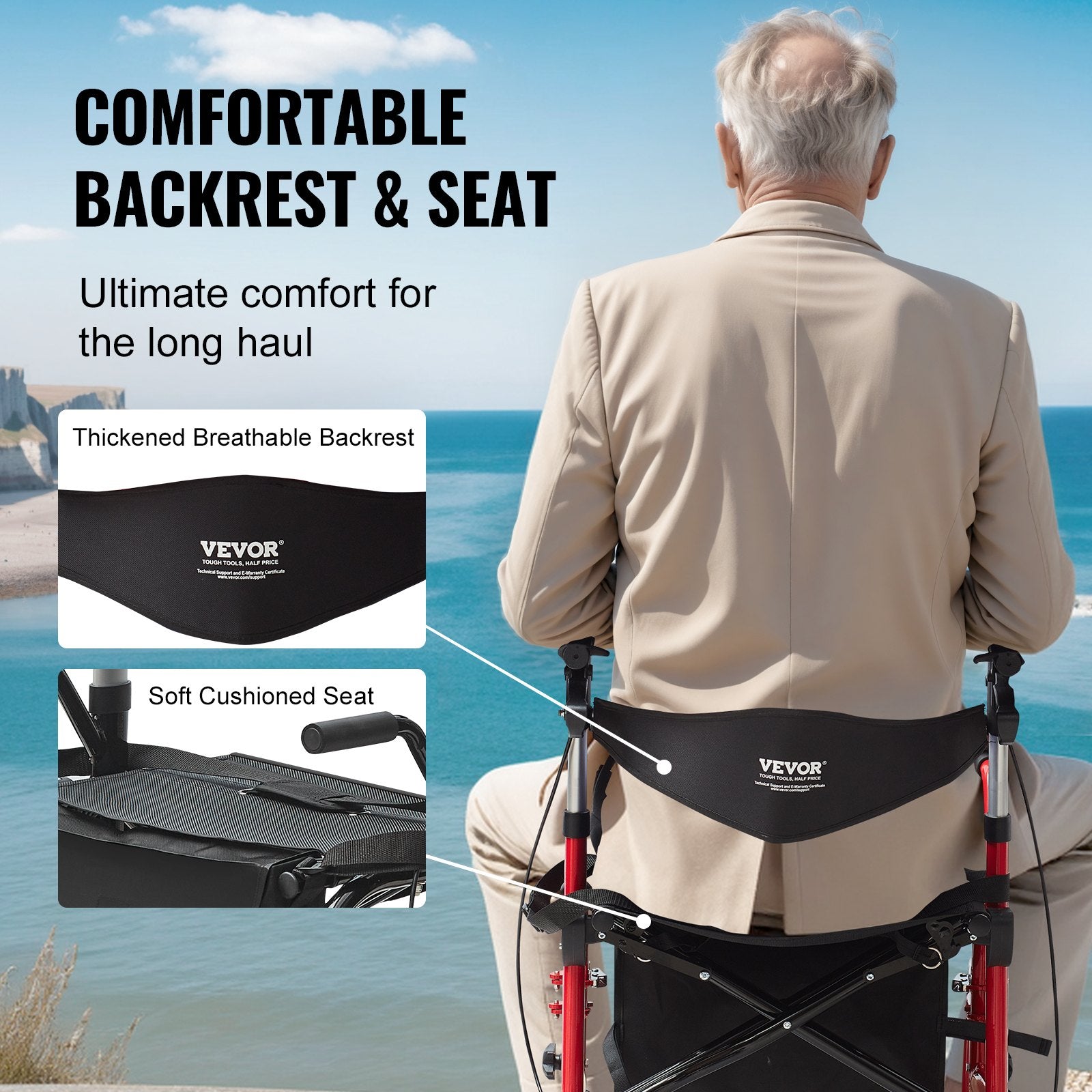 2 in 1 Rollator Walker & Transport Chair for Seniors, Folding Rolling Walker Wheelchair Combo & Footrests, V952-EHYZXQCKJLQ8WW1ZSV0