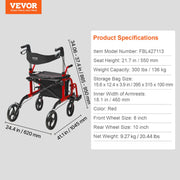 2 in 1 Rollator Walker & Transport Chair for Seniors, Folding Rolling Walker Wheelchair Combo & Footrests, V952-EHYZXQCKJLQ8WW1ZSV0