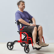 2 in 1 Rollator Walker & Transport Chair for Seniors, Folding Rolling Walker Wheelchair Combo & Footrests, V952-EHYZXQCKJLQ8WW1ZSV0