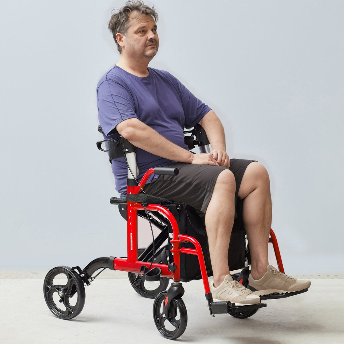 2 in 1 Rollator Walker & Transport Chair for Seniors, Folding Rolling Walker Wheelchair Combo & Footrests, V952-EHYZXQCKJLQ8WW1ZSV0
