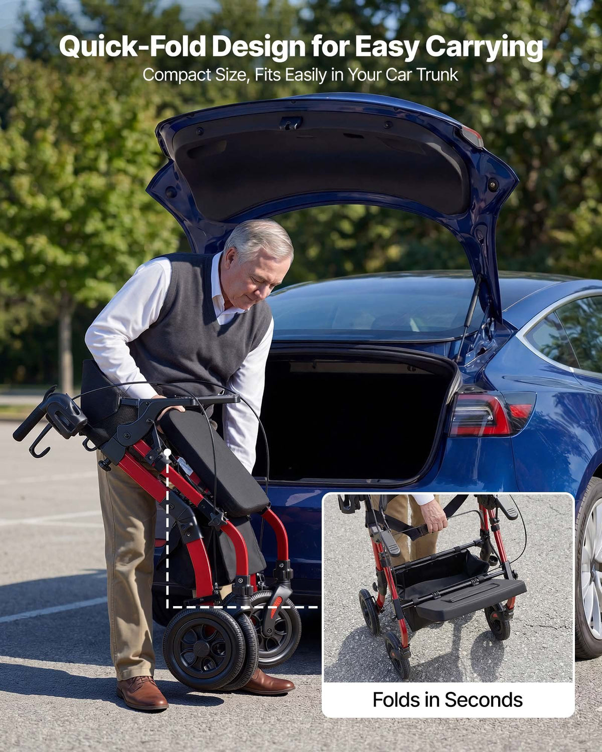2-in-1 Rollator Walker & Transport Chair for Seniors, Foldable Rolling Walker Wheelchair, Lightweight V952-EHYZXQHSLHJ1ZK7KY001V0