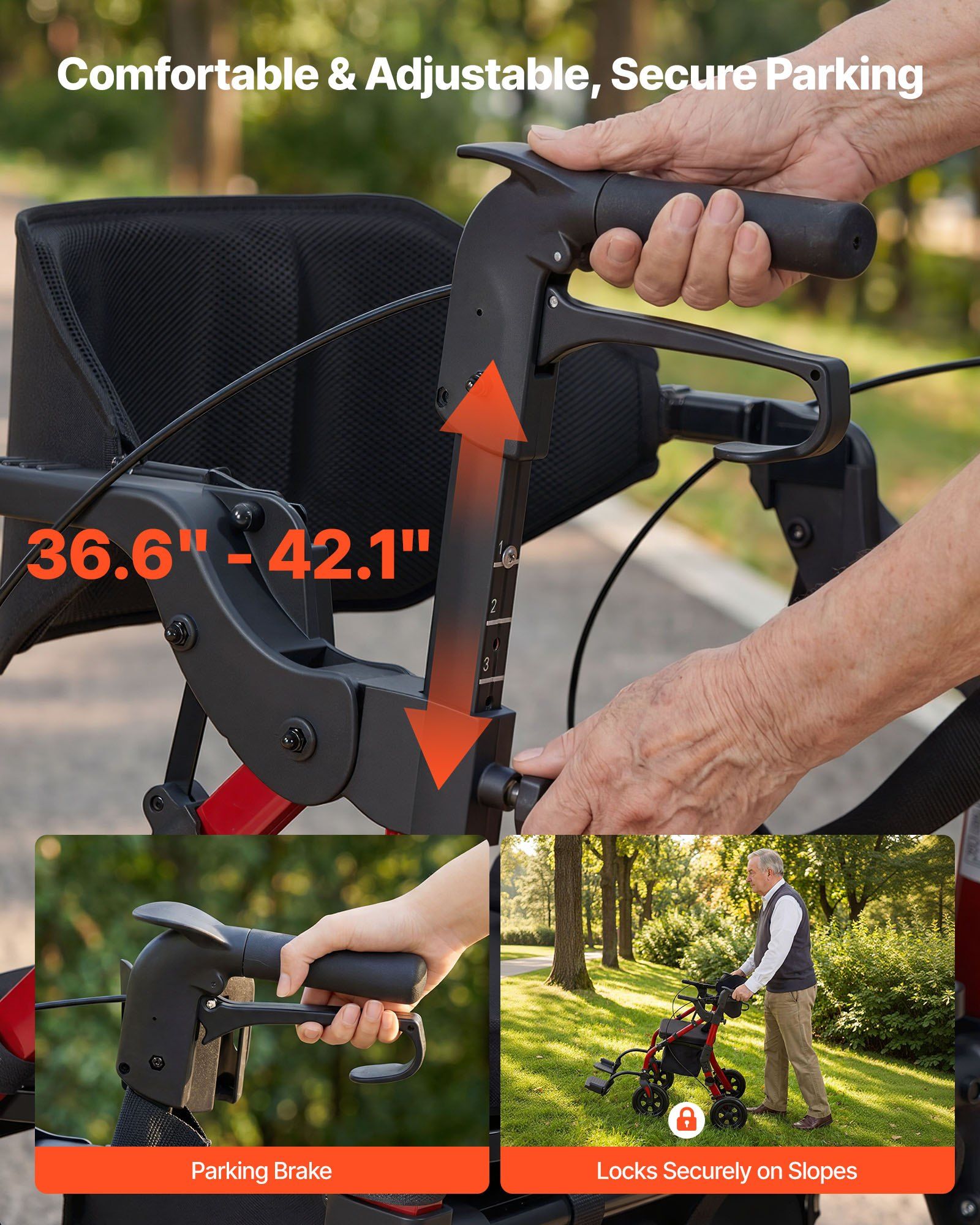 2-in-1 Rollator Walker & Transport Chair for Seniors, Foldable Rolling Walker Wheelchair, Lightweight V952-EHYZXQHSLHJ1ZK7KY001V0