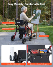 2-in-1 Rollator Walker & Transport Chair for Seniors, Foldable Rolling Walker Wheelchair, Lightweight V952-EHYZXQHSLHJ1ZK7KY001V0