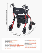 2-in-1 Rollator Walker & Transport Chair for Seniors, Foldable Rolling Walker Wheelchair, Lightweight V952-EHYZXQHSLHJ1ZK7KY001V0
