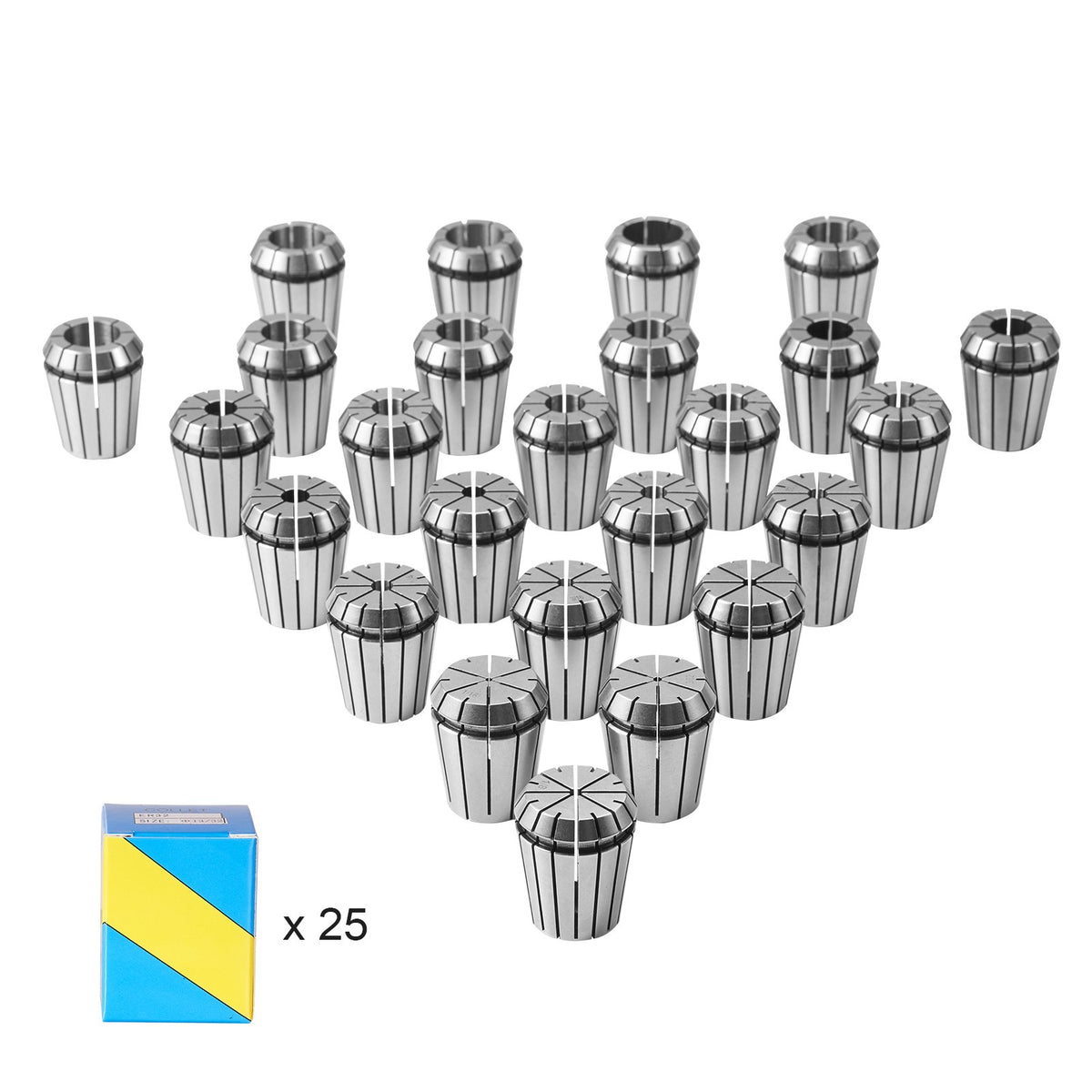 25 pcs ER32 Collet Set, 1/16''-13/16'', ER32 Spring Collet Chuck Set, 0.0006"/15 um TIR Lathe Chuck Tool with V952-ERJTER3225J000A7AV0