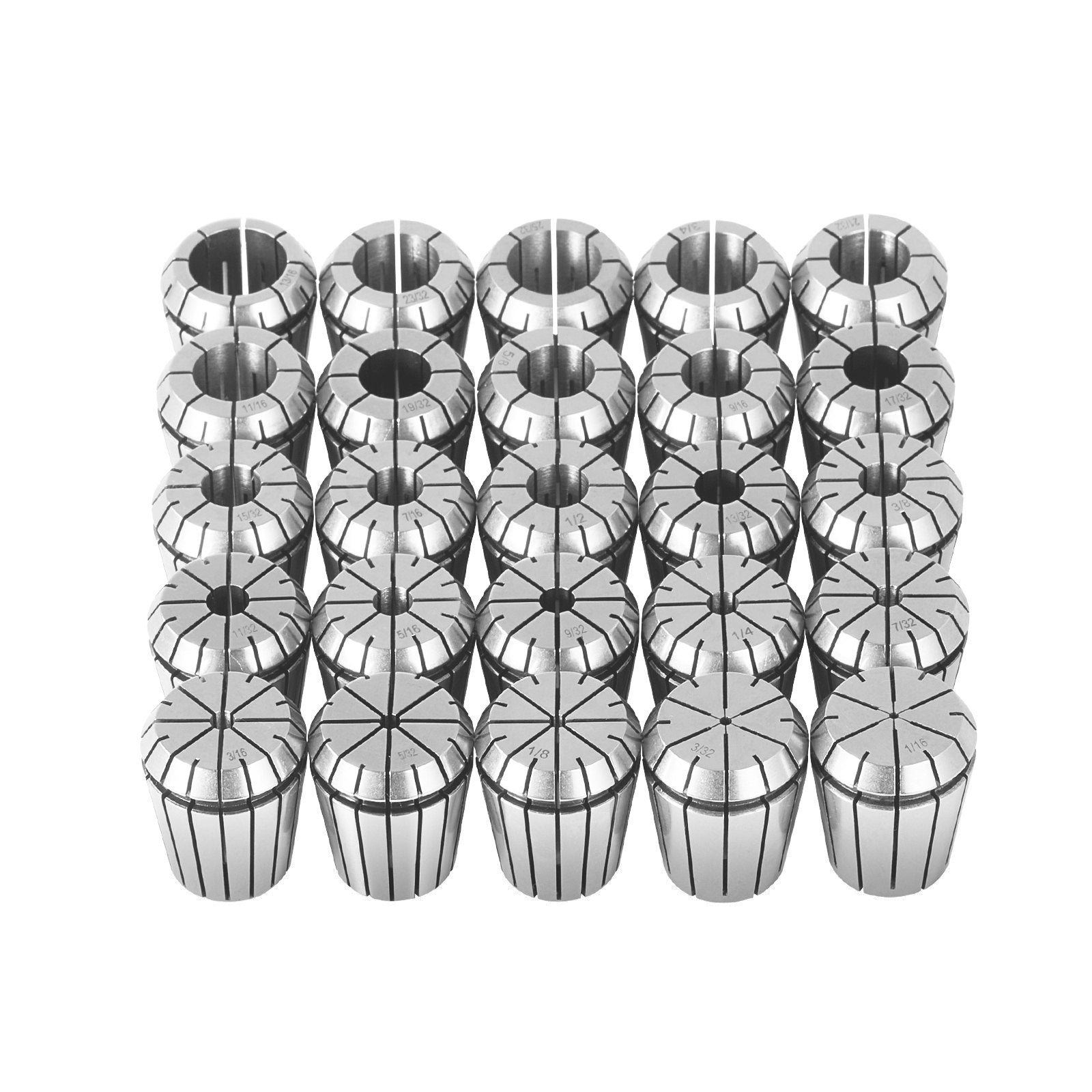 25 pcs ER32 Collet Set, 1/16''-13/16'', ER32 Spring Collet Chuck Set, 0.0006"/15 um TIR Lathe Chuck Tool with V952-ERJTER3225J000A7AV0