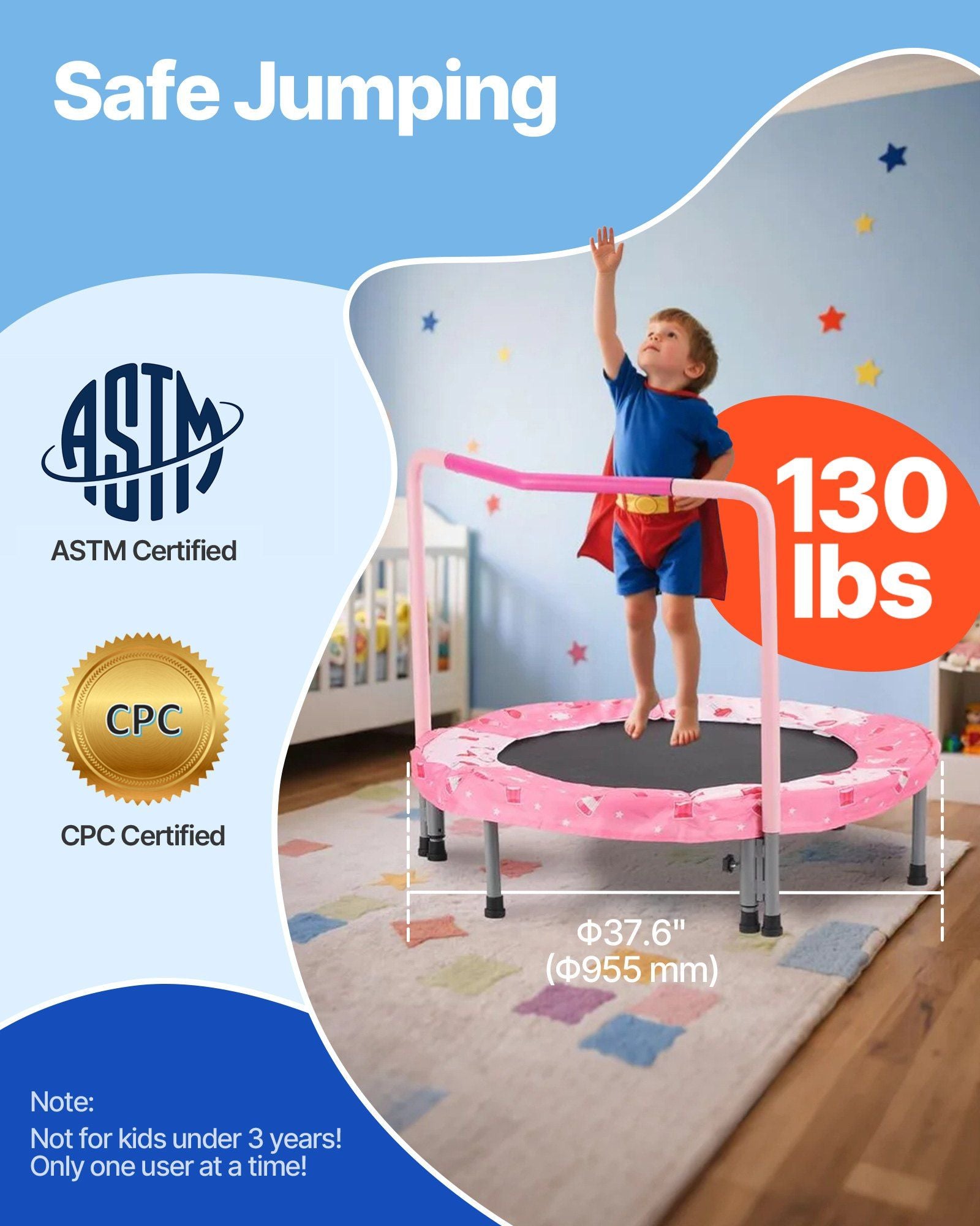 36" Kids Trampoline, 3FT Indoor Outdoor Trampoline, Foldable Mini Trampoline with Handle, Rebounder V952-ETBC36YCYXBC32C6DV0