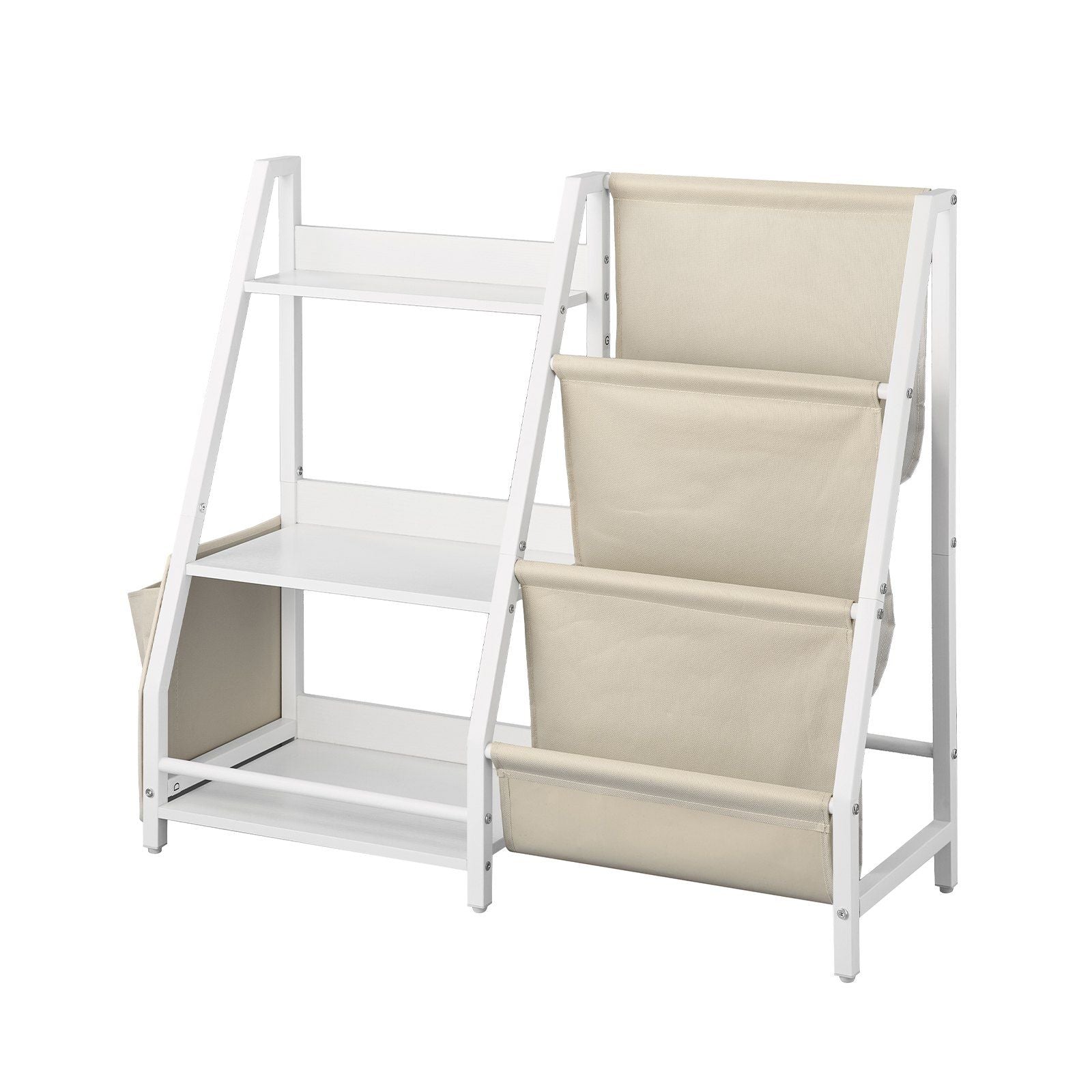 3-Tier Kids Bookshelf, Toy Storage Organizer for Toddler, Book Shelf for Kids Rooms with Sling Book Rack and V952-ETCWJJDJS314YWJPR001V0