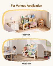 3-Tier Kids Bookshelf, Toy Storage Organizer for Toddler, Book Shelf for Kids Rooms with Sling Book Rack and V952-ETCWJJDJS314YWJPR001V0