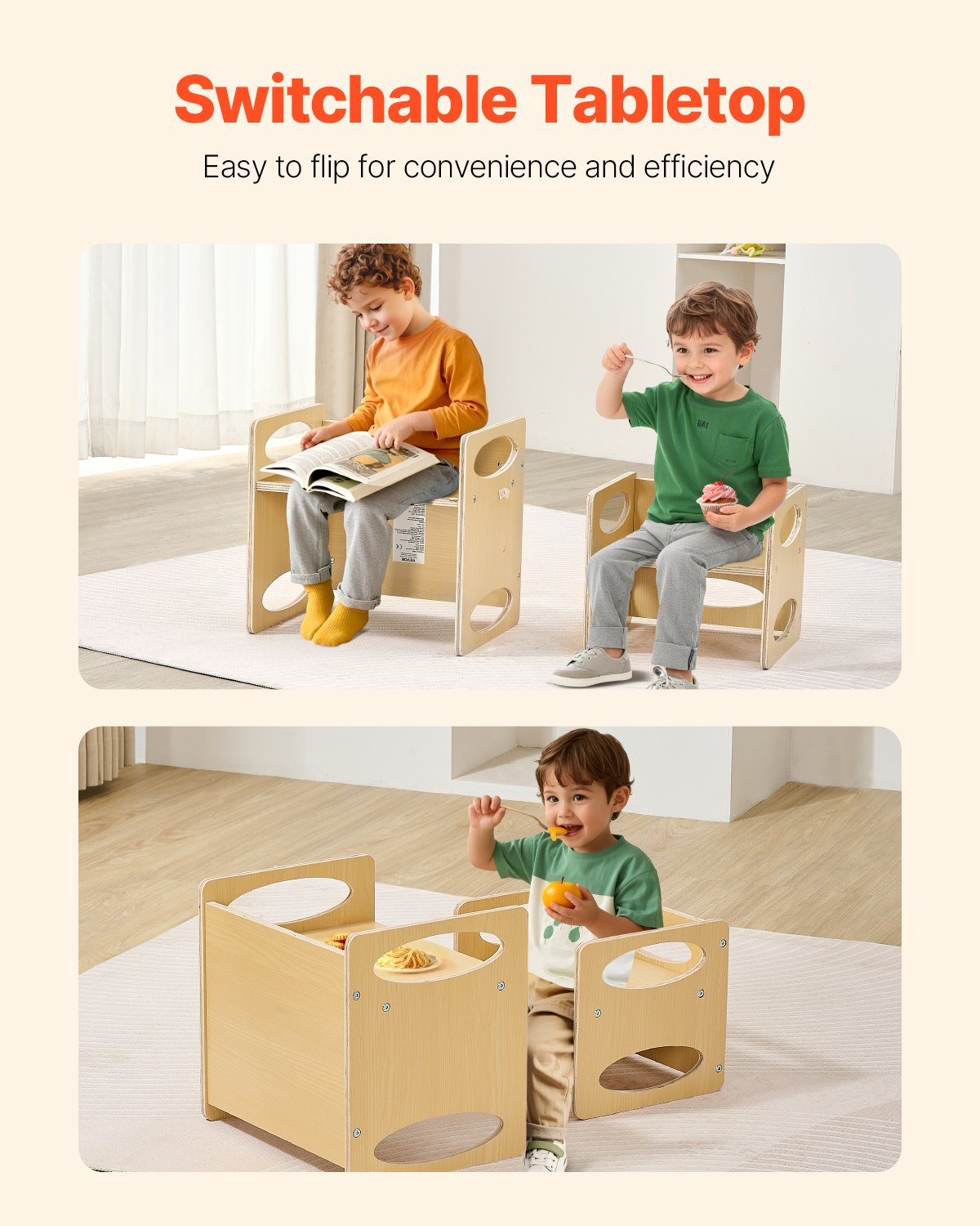 Montessori Weaning Table and Chair Set, Wooden Toddler Table and Chair Set for Aged 1-5, Adjustable Height V952-ETDNZY1513216DOMUV0