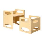 Montessori Weaning Table and Chair Set, Wooden Toddler Table and Chair Set for Aged 1-5, Adjustable Height V952-ETDNZY1513216DOMUV0