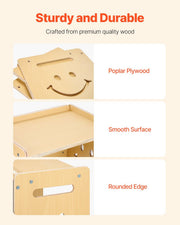 Montessori Weaning Table and Chair Set, 3 In 1 Wooden Toddler Table and Chairs with Chalkboard, Adjustable V952-ETDNZY1708118E4HMV0