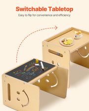 Montessori Weaning Table and Chair Set, 3 In 1 Wooden Toddler Table and Chairs with Chalkboard, Adjustable V952-ETDNZY1708118E4HMV0