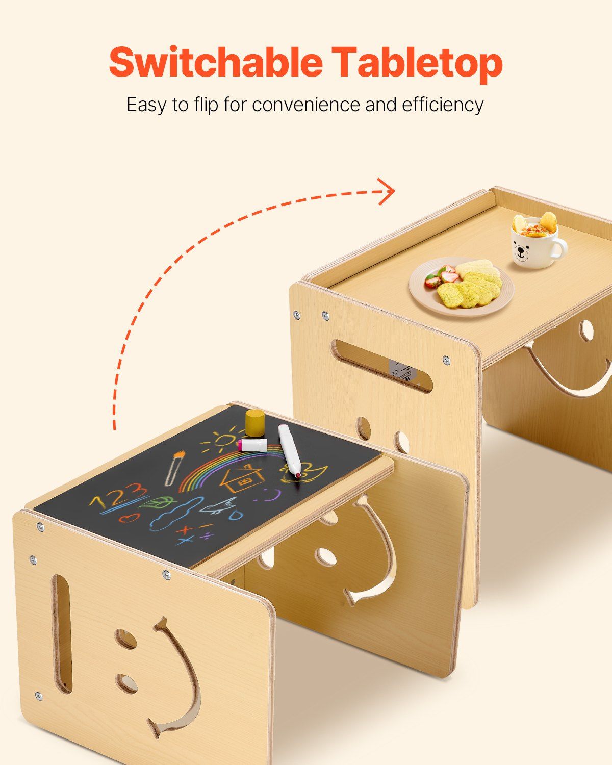 Montessori Weaning Table and Chair Set, 3 In 1 Wooden Toddler Table and Chairs with Chalkboard, Adjustable V952-ETDNZY1708118E4HMV0