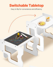 Montessori Weaning Table and Chair Set, 3 In 1 Wooden Toddler Table and Chairs with Chalkboard, Adjustable V952-ETDNZY170811OLO7LV0
