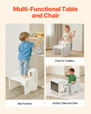 Montessori Weaning Table and Chair Set, 3 In 1 Wooden Toddler Table and Chairs with Chalkboard, Adjustable V952-ETDNZY170811OLO7LV0