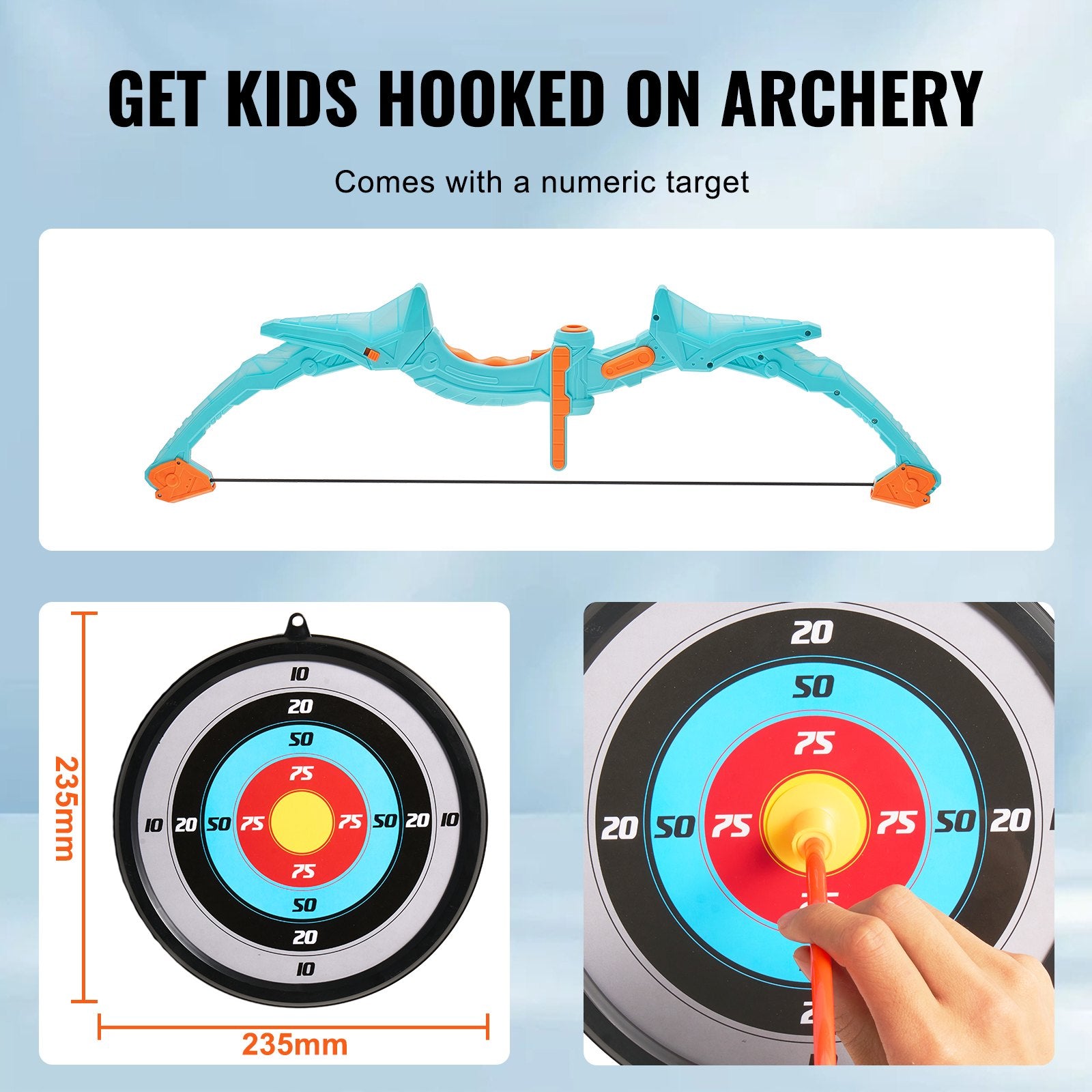Kids Bow and Arrow Set LED Light Up Outdoor Archery Kit Children 10 Arrows V952-ETGJTZDBTZDBZO2Z7V9