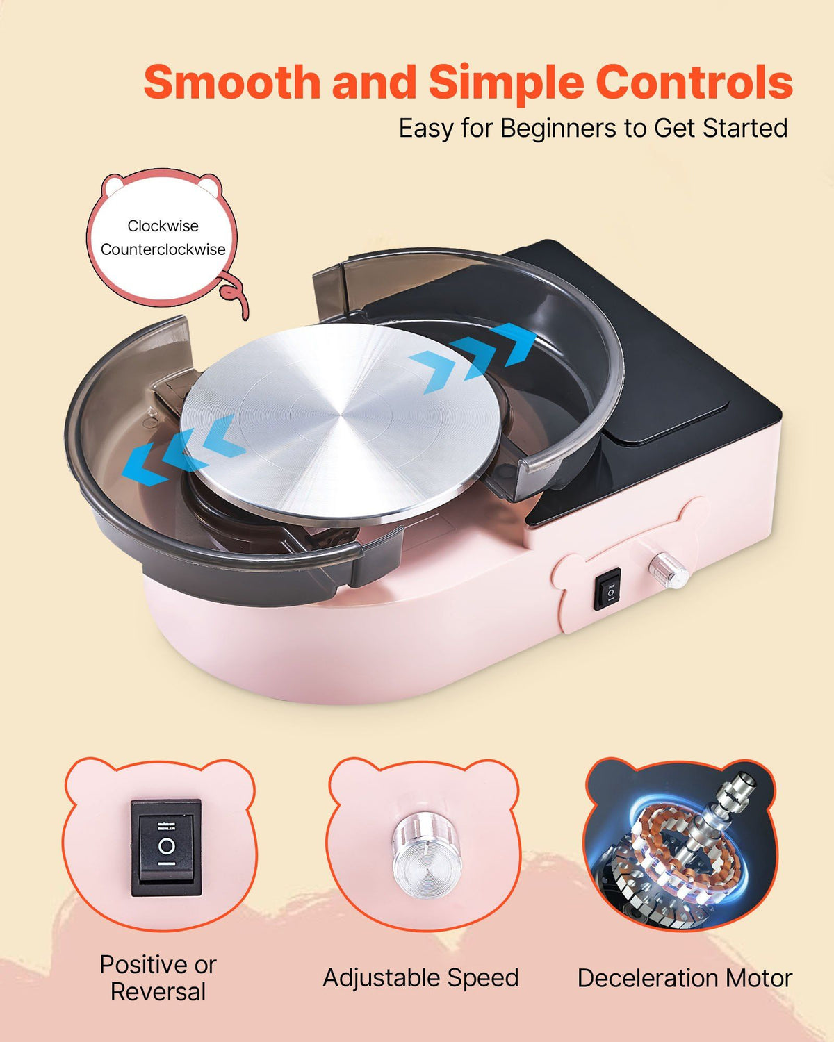 Mini Pottery Wheel, 158 mm Turntable, Forward and Reverse Rotation, Adjustable Speed, Electric Clay Wheel for V952-ETLPJFXFSWJBBPLIL001V3