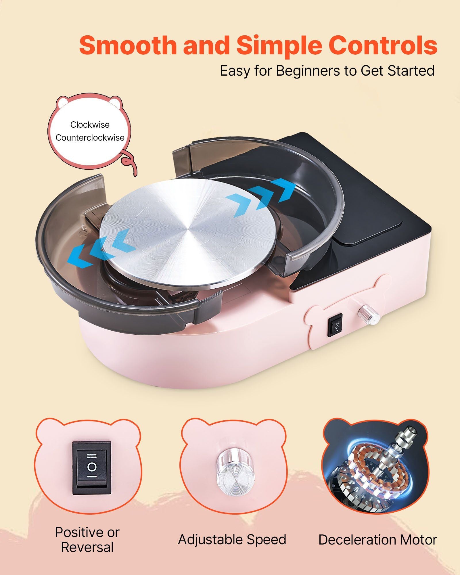 Mini Pottery Wheel, 158 mm Turntable, Forward and Reverse Rotation, Adjustable Speed, Electric Clay Wheel for V952-ETLPJFXFSWJBBPLIL001V3