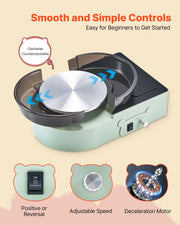 Mini Pottery Wheel, 158 mm Turntable, Forward and Reverse Rotation, Adjustable Speed, Electric Clay Wheel for V952-ETLPJFXLSWJBV8R4E001V3