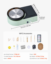 Mini Pottery Wheel, 158 mm Turntable, Forward and Reverse Rotation, Adjustable Speed, Electric Clay Wheel for V952-ETLPJFXLSWJBV8R4E001V3