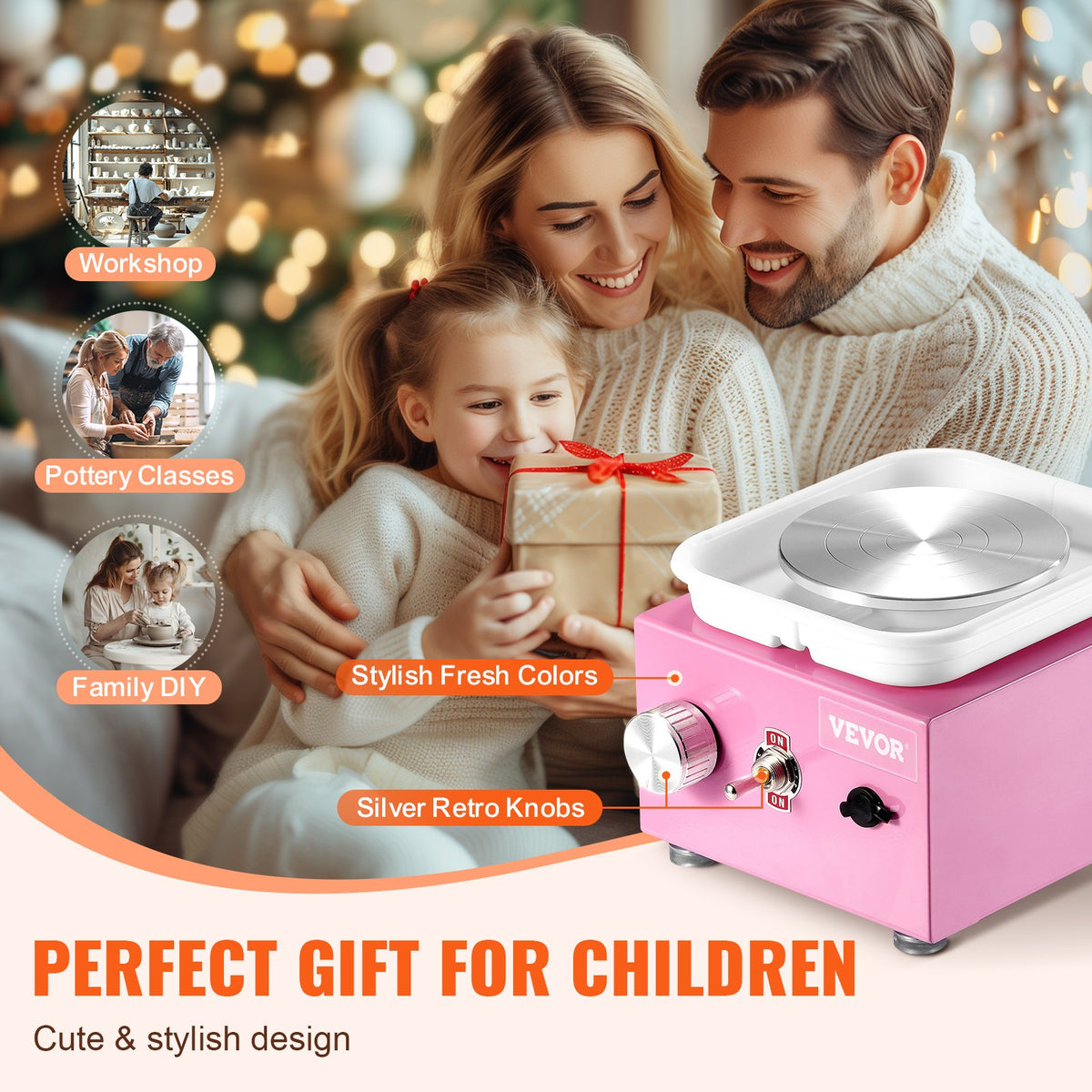 Mini Pottery Wheel Electric Ceramic Wheel Machine 0-320RPM Speed Pink V952-ETLPJMNXWJBSI0YBMV3