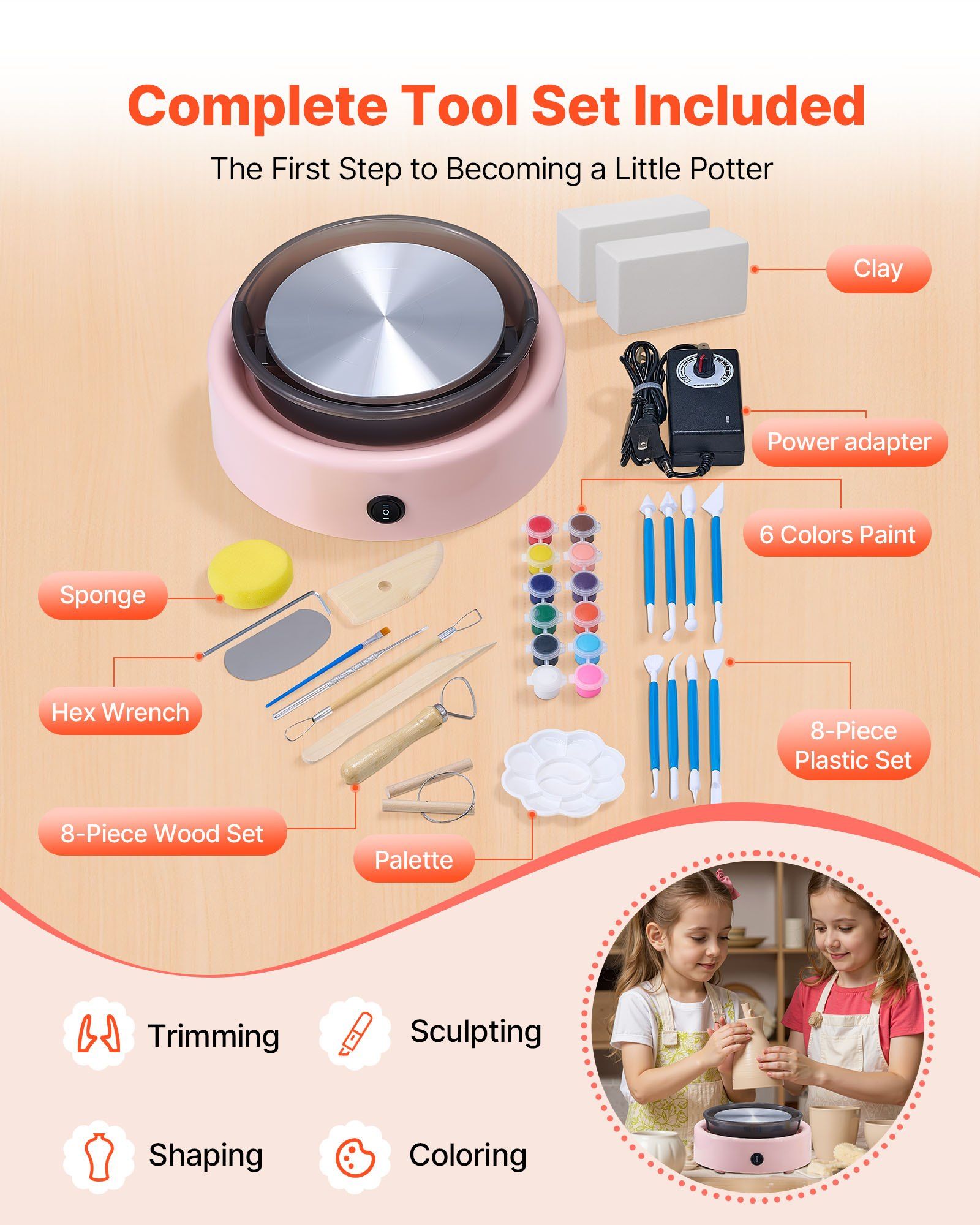 Mini Pottery Wheel, 158 mm Turntable, Forward and Reverse Rotation, Adjustable Speed, Electric Clay Wheel for V952-ETLPJYXFSWJBLVJCA001V3