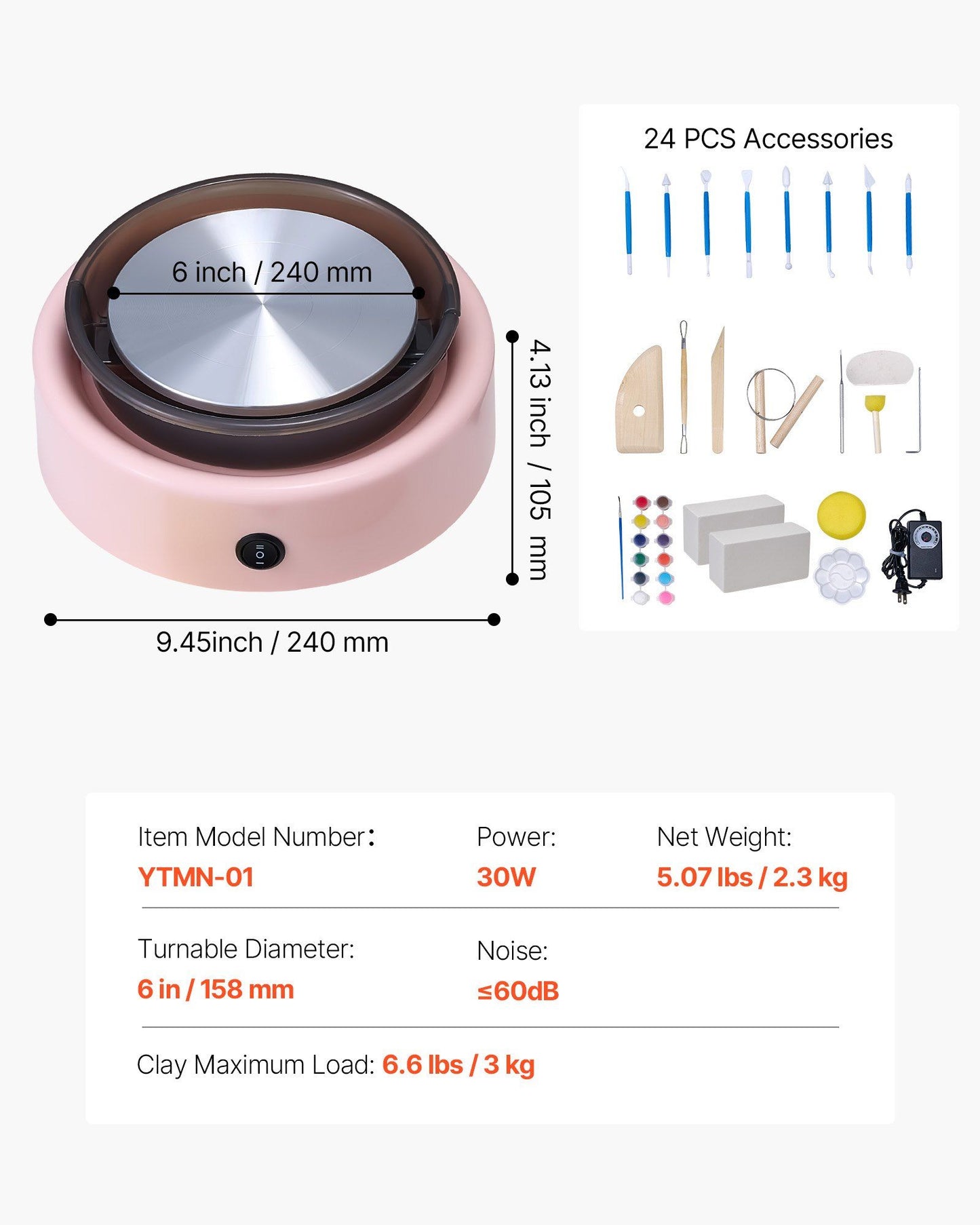 Mini Pottery Wheel, 158 mm Turntable, Forward and Reverse Rotation, Adjustable Speed, Electric Clay Wheel for V952-ETLPJYXFSWJBLVJCA001V3