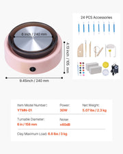 Mini Pottery Wheel, 158 mm Turntable, Forward and Reverse Rotation, Adjustable Speed, Electric Clay Wheel for V952-ETLPJYXFSWJBLVJCA001V3