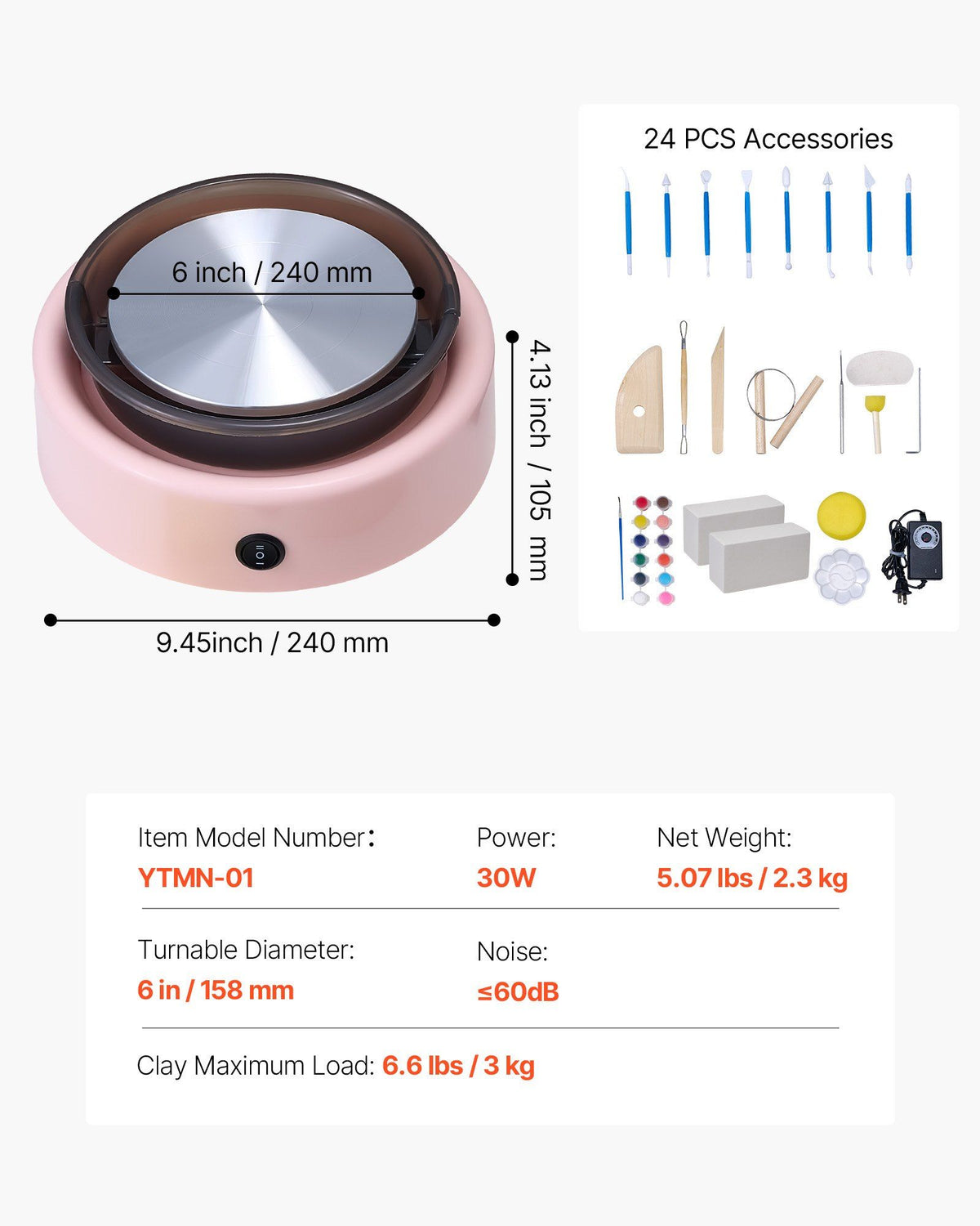 Mini Pottery Wheel, 158 mm Turntable, Forward and Reverse Rotation, Adjustable Speed, Electric Clay Wheel for V952-ETLPJYXFSWJBLVJCA001V3