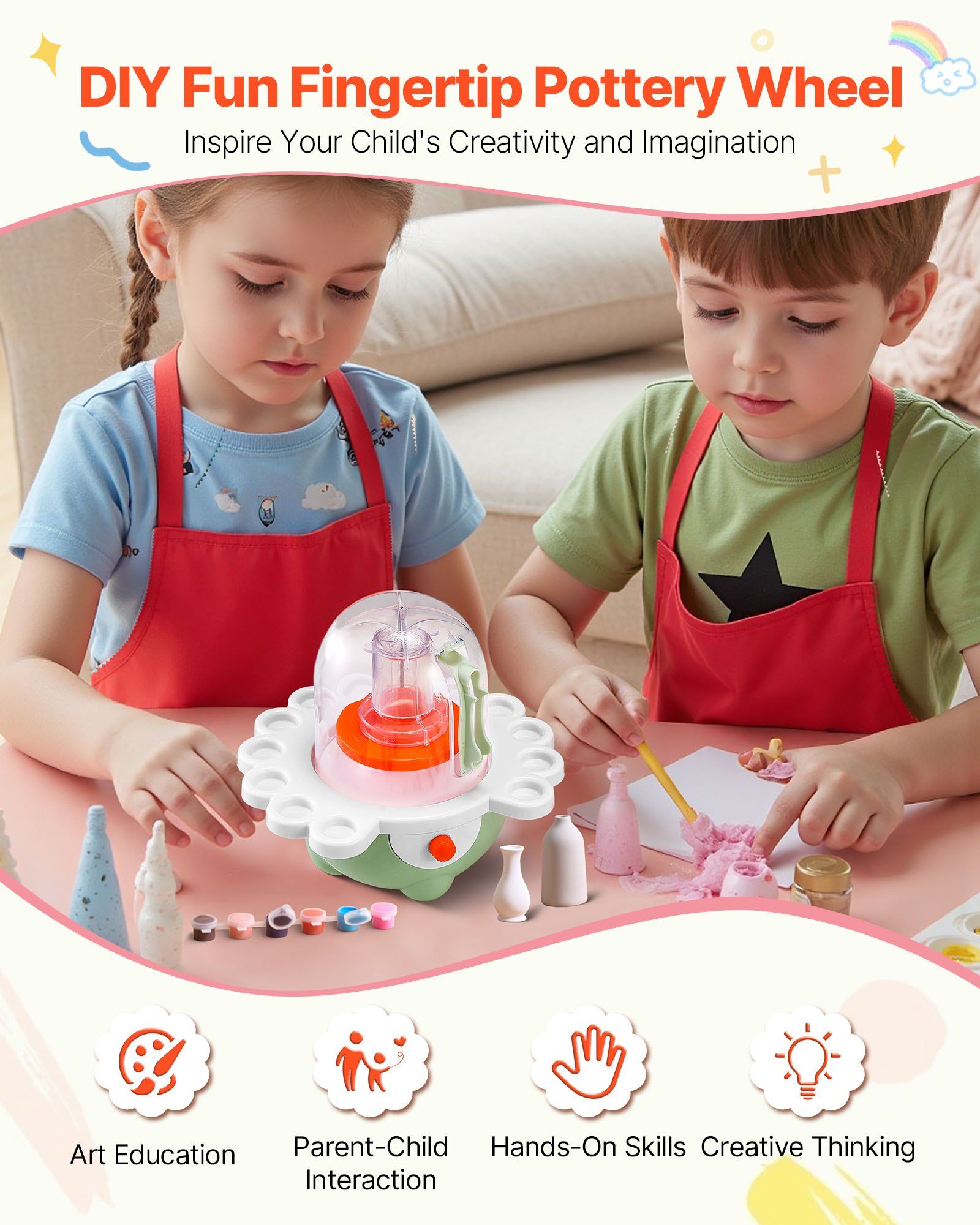 Mini Pottery Wheel, 50 mm and 80 mm Turntables, Adjustable Speed, Electric Clay Wheel for Kids and Beginners, V952-ETLPJZJXLSWJ6R7S6001V3