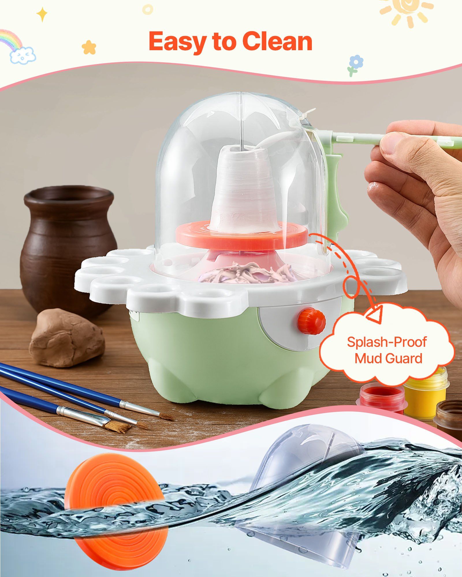 Mini Pottery Wheel, 50 mm and 80 mm Turntables, Adjustable Speed, Electric Clay Wheel for Kids and Beginners, V952-ETLPJZJXLSWJ6R7S6001V3