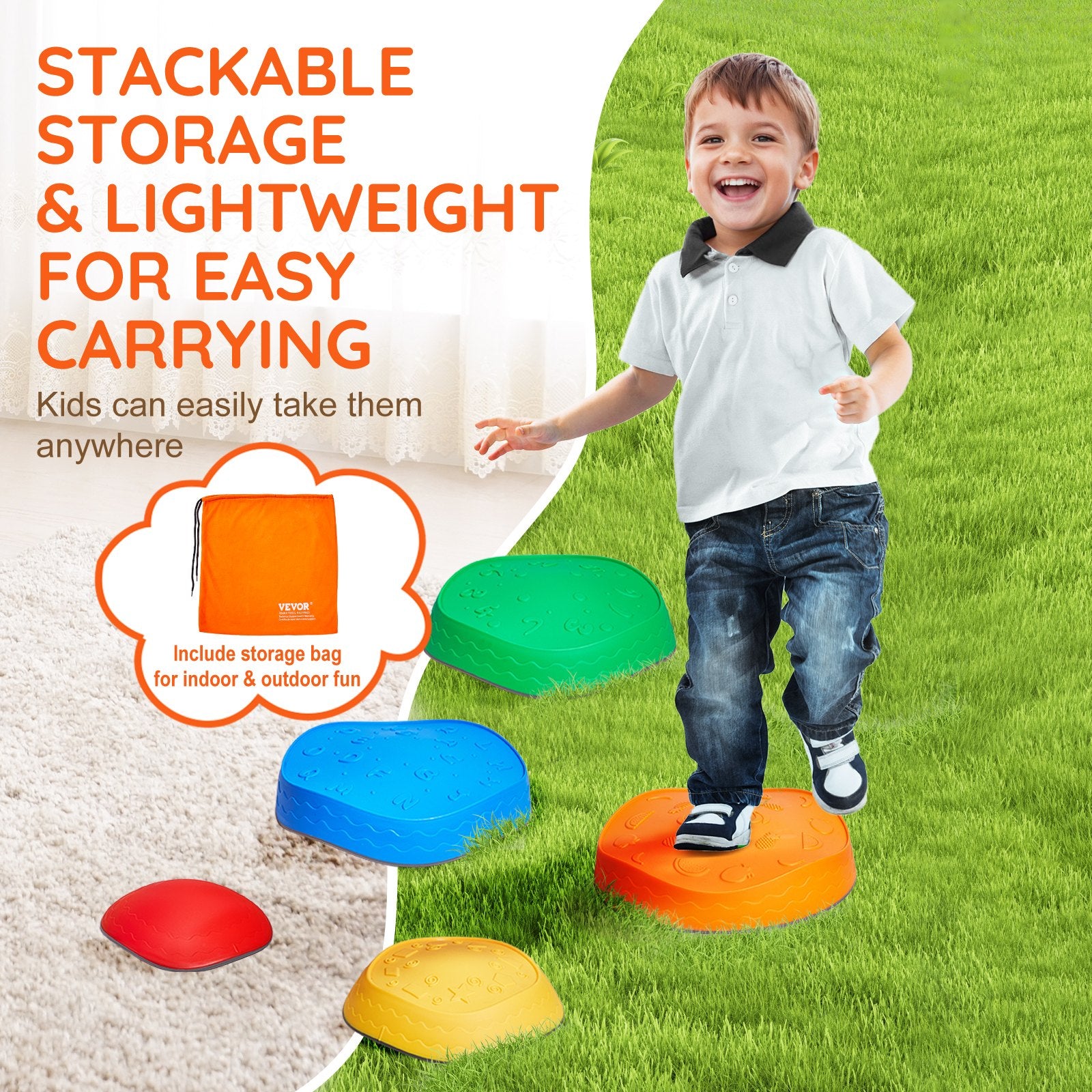 Kids Balance Stepping Stones Sensory Obstacle Course 5 PCS Outdoor Indoor V952-ETPHDJSJHKDB96DGUV0