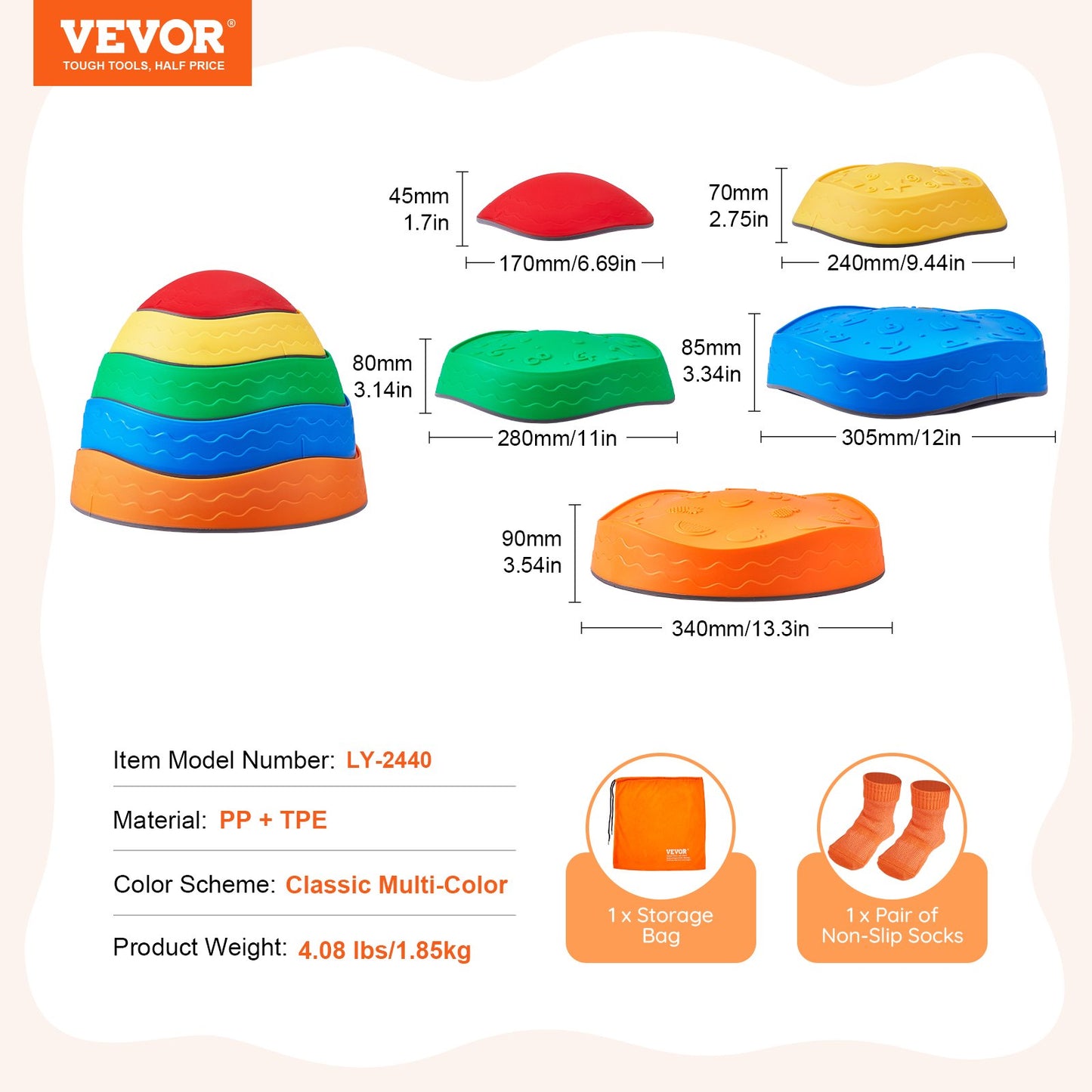 Kids Balance Stepping Stones Sensory Obstacle Course 5 PCS Outdoor Indoor V952-ETPHDJSJHKDB96DGUV0