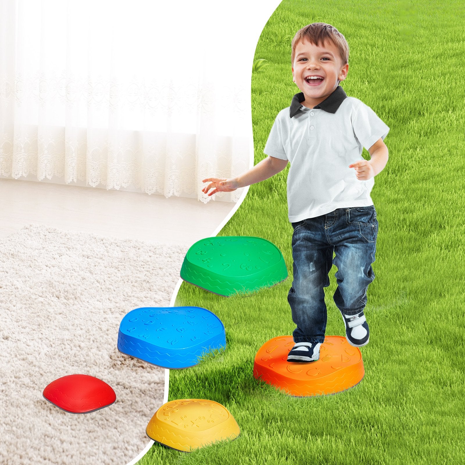 Kids Balance Stepping Stones Sensory Obstacle Course 5 PCS Outdoor Indoor V952-ETPHDJSJHKDB96DGUV0
