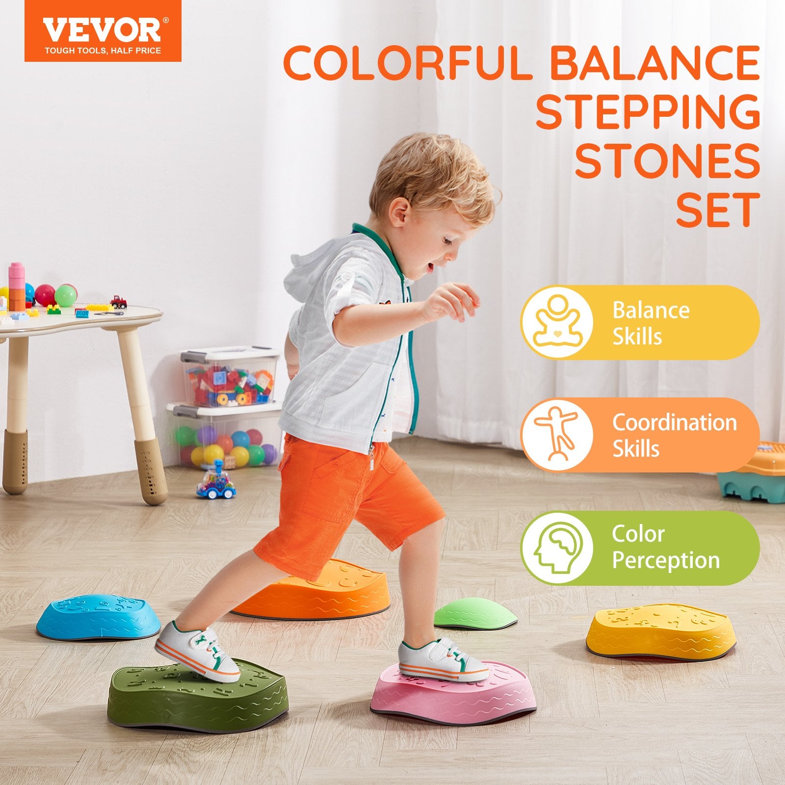 Kids Balance Stepping Stones Sensory Obstacle Course 6 PCS Outdoor Indoor V952-ETPHDJSJHKDBS7SLCV0