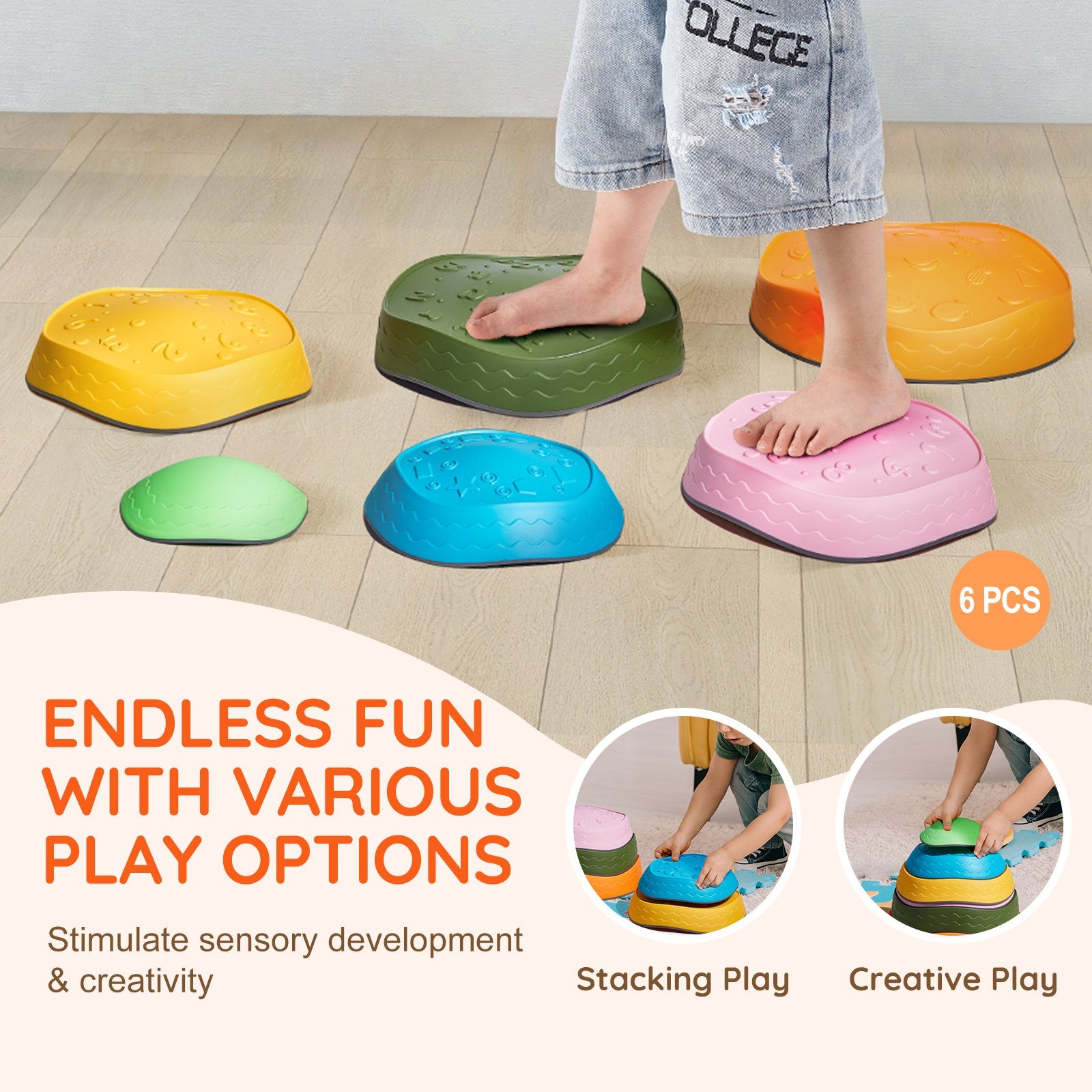 Kids Balance Stepping Stones Sensory Obstacle Course 6 PCS Outdoor Indoor V952-ETPHDJSJHKDBS7SLCV0