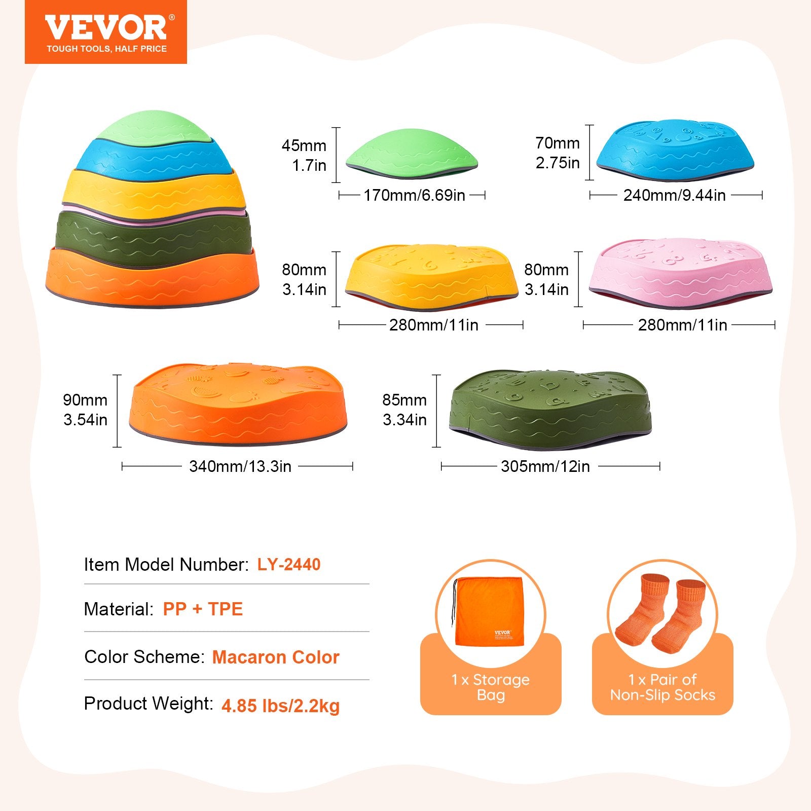 Kids Balance Stepping Stones Sensory Obstacle Course 6 PCS Outdoor Indoor V952-ETPHDJSJHKDBS7SLCV0