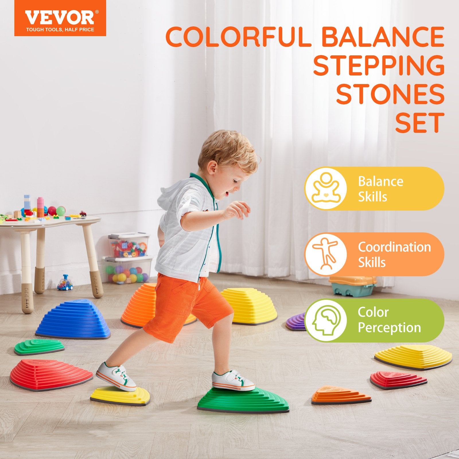 Kids Balance Stepping Stones Sensory Obstacle Course 12 PCS Outdoor Indoor V952-ETPHDJSJHKSJQ96L8V0