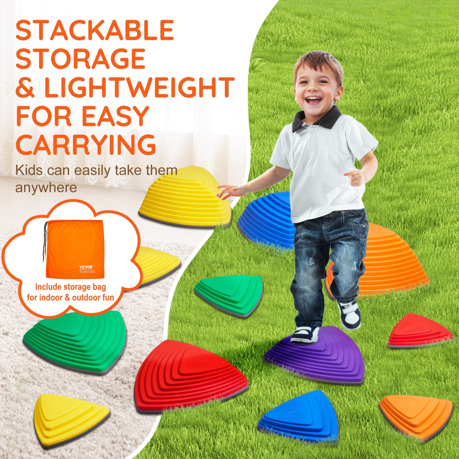Kids Balance Stepping Stones Sensory Obstacle Course 12 PCS Outdoor Indoor V952-ETPHDJSJHKSJQ96L8V0