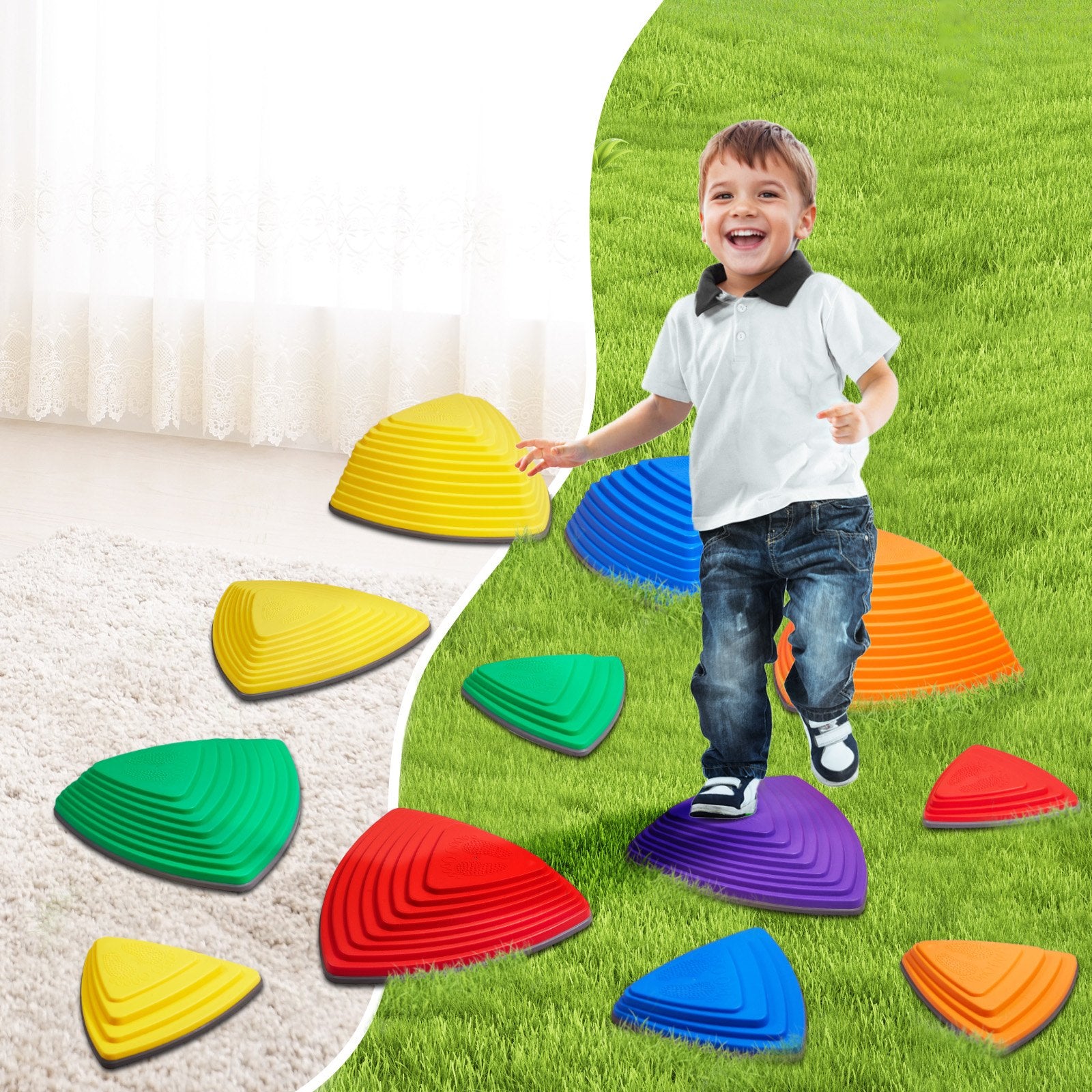 Kids Balance Stepping Stones Sensory Obstacle Course 12 PCS Outdoor Indoor V952-ETPHDJSJHKSJQ96L8V0