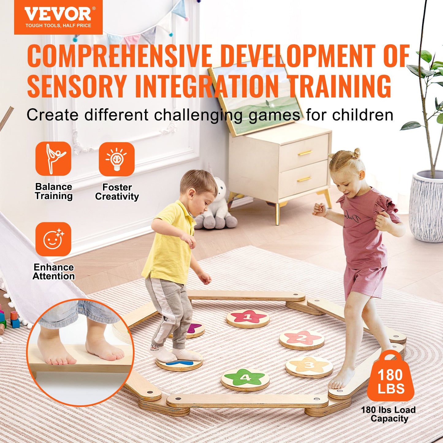 Kids Balance Beam Stepping Stones Gymnastics Children Balance Board 6 PCS V952-ETPHMMZGM6B6L7L2DV0