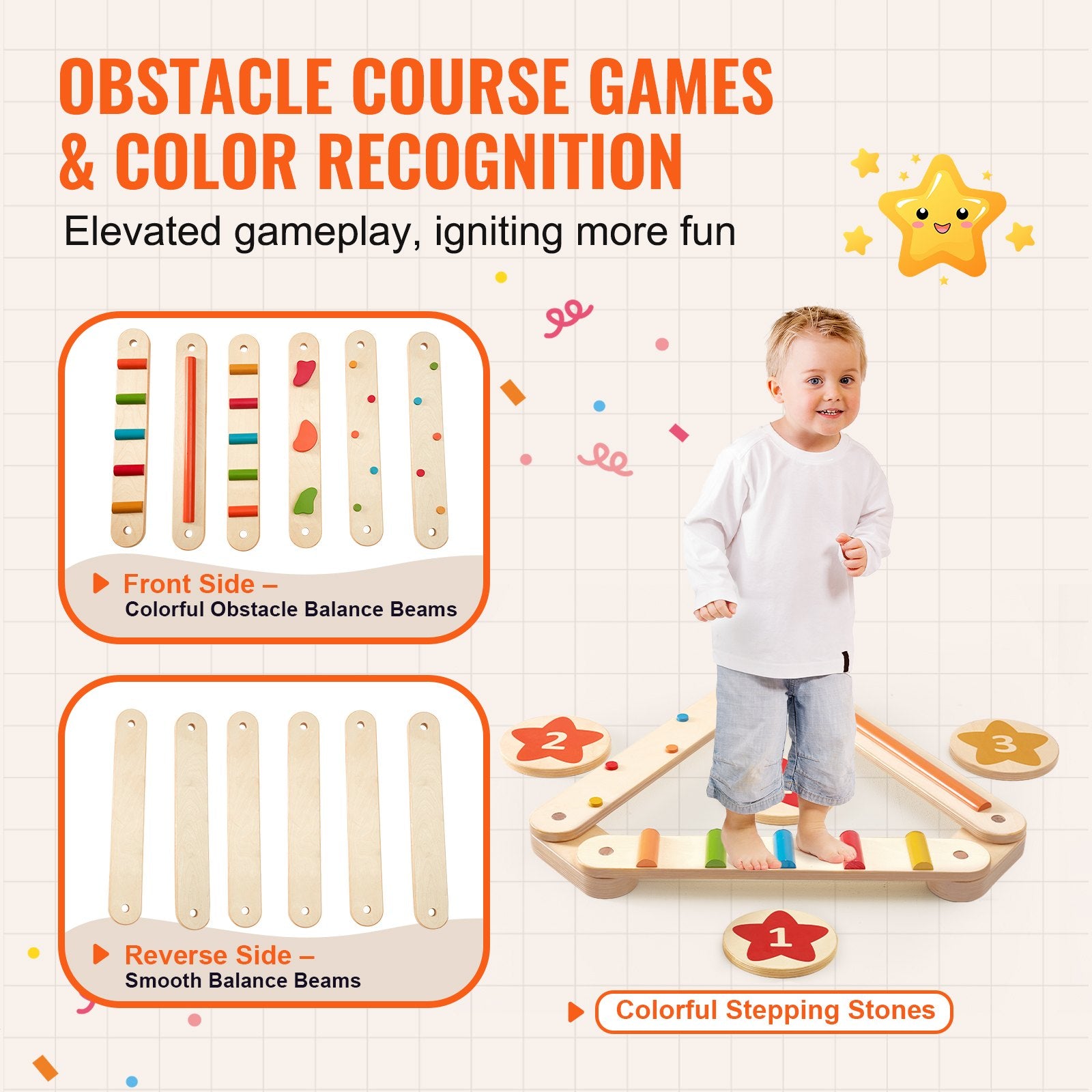 Kids Balance Beam Stepping Stones Gym Obstacle Children Balance Board 6PCS V952-ETPHMMZZAM6B5HOK7V0