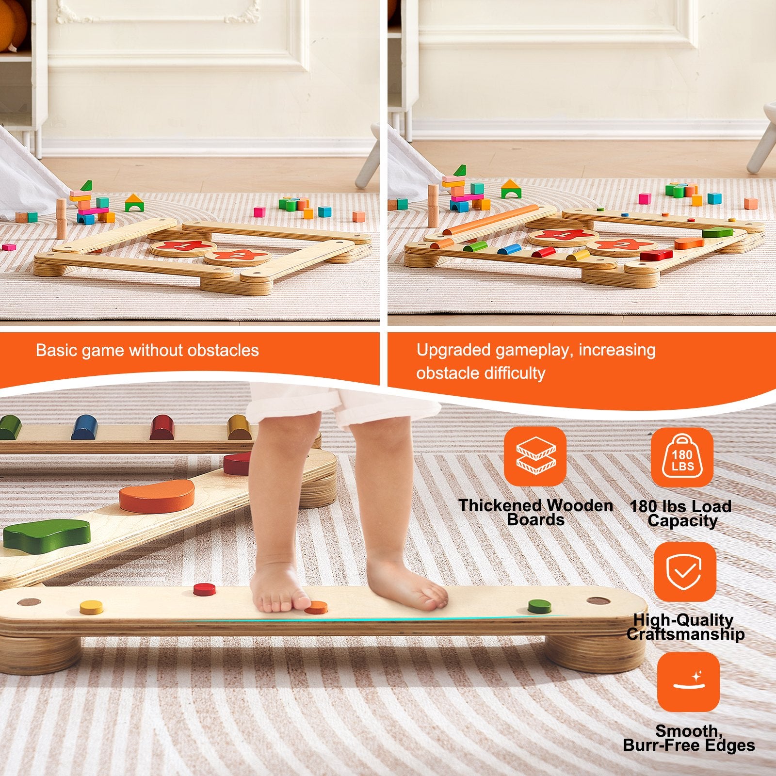 Kids Balance Beam Stepping Stones Gym Obstacle Children Balance Board 6PCS V952-ETPHMMZZAM6B5HOK7V0