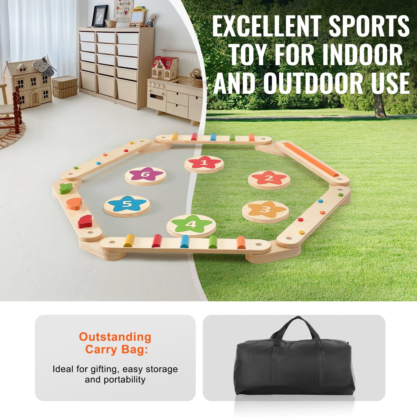 Kids Balance Beam Stepping Stones Gym Obstacle Children Balance Board 6PCS V952-ETPHMMZZAM6B5HOK7V0