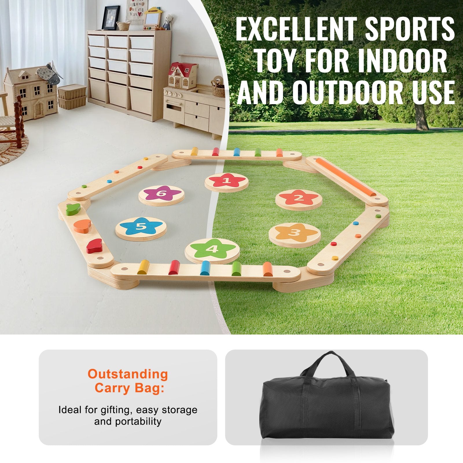 Kids Balance Beam Stepping Stones Gym Obstacle Children Balance Board 6PCS V952-ETPHMMZZAM6B5HOK7V0